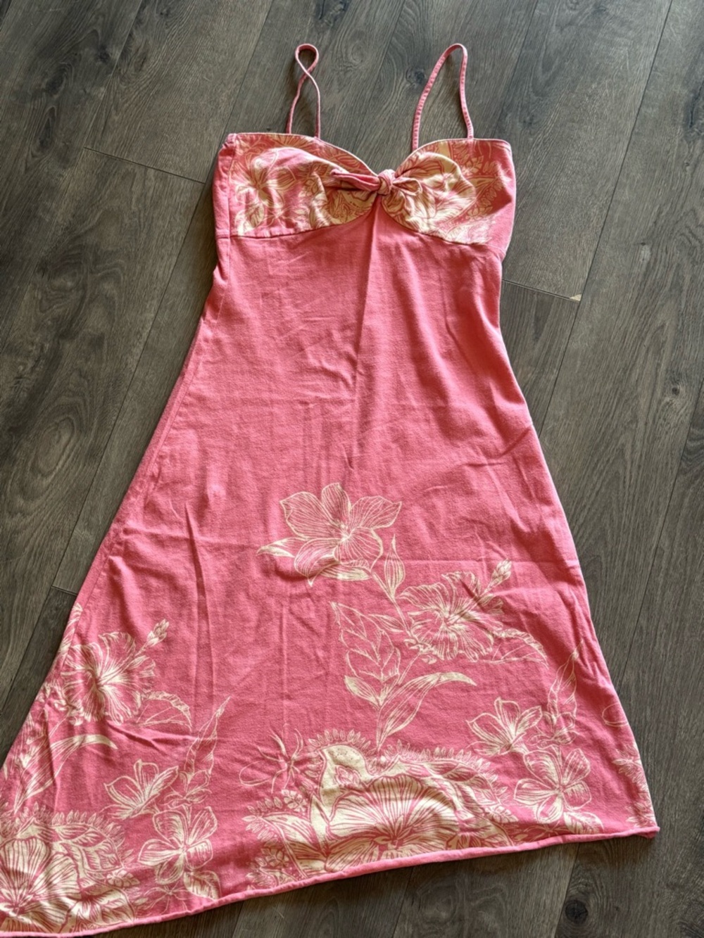 Roxy 100% Cotton Pink Floral Patterned Dress. - Picture 3 of 6